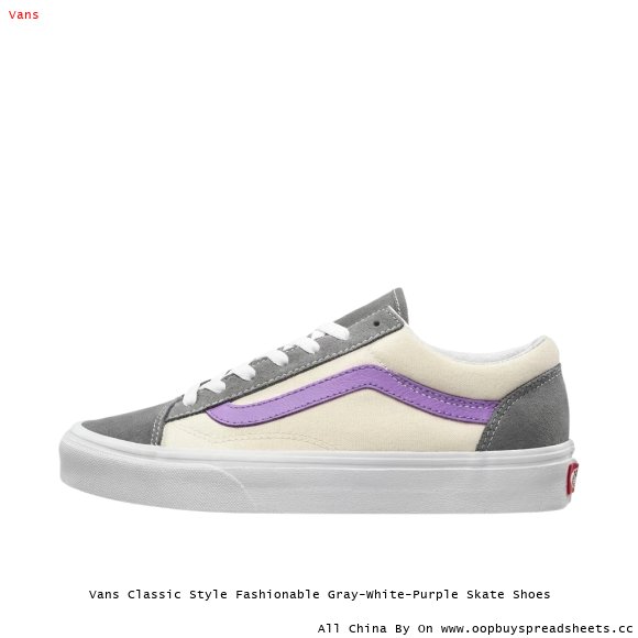 Vans Classic Style Fashionable Gray-White-Purple Skate Shoes