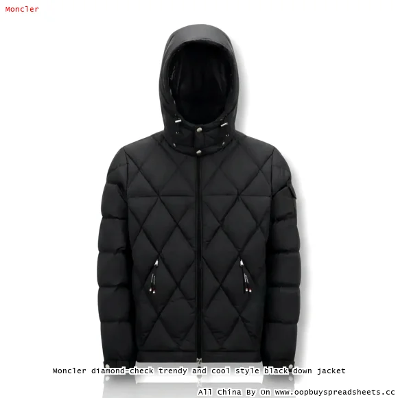 Moncler diamond-check trendy and cool style black down jacket