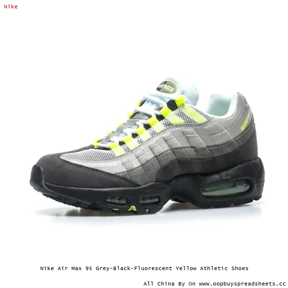 Nike Air Max 95 Grey-Black-Fluorescent Yellow Athletic Shoes