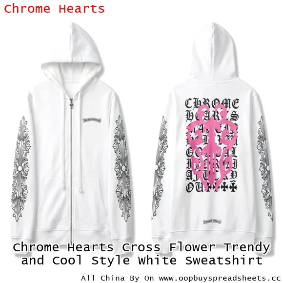 Chrome Hearts Cross Flower Trendy and Cool Style White Sweatshirt