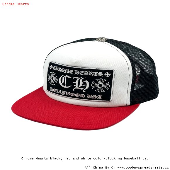 Chrome Hearts black, red and white color-blocking baseball cap