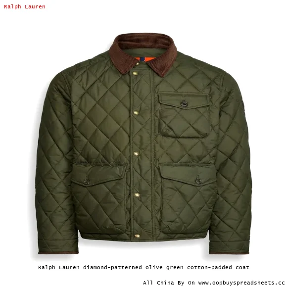 Ralph Lauren diamond-patterned olive green cotton-padded coat