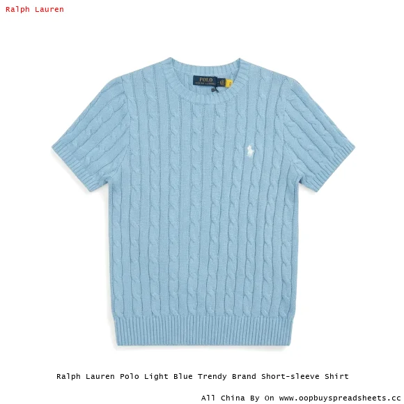 Ralph Lauren Polo Light Blue Trendy Brand Short-sleeve Shirt