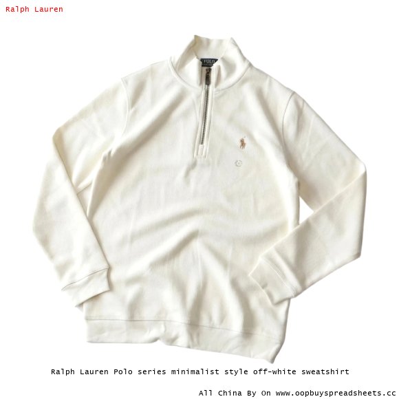 Ralph Lauren Polo series minimalist style off-white sweatshirt