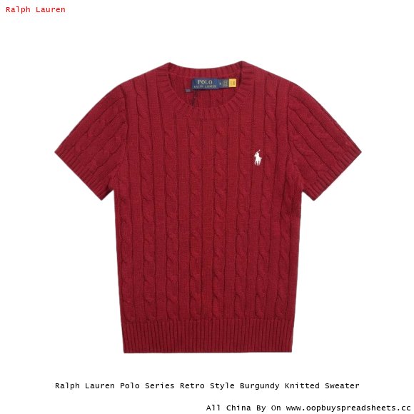 Ralph Lauren Polo Series Retro Style Burgundy Knitted Sweater