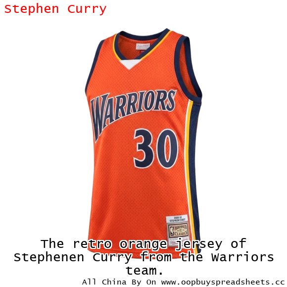The retro orange jersey of Stephenen Curry from the Warriors team.