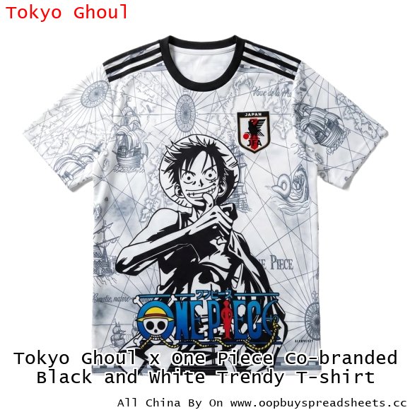 Tokyo Ghoul x One Piece Co-branded Black and White Trendy T-shirt