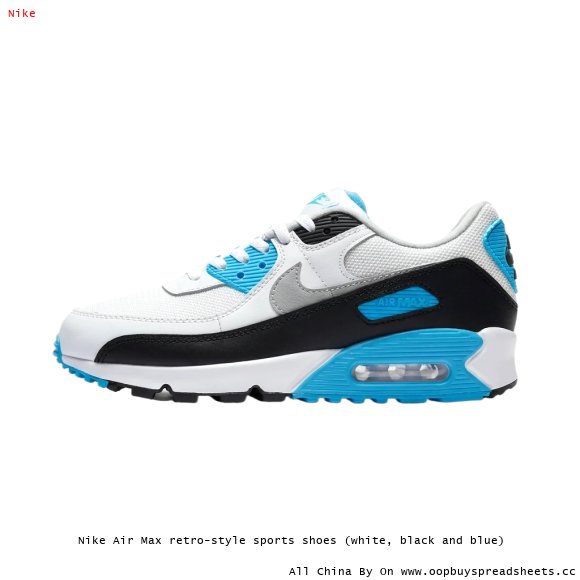 Nike Air Max retro-style sports shoes (white, black and blue)