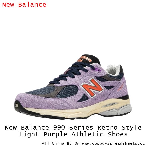 New Balance 990 Series Retro Style Light Purple Athletic Shoes