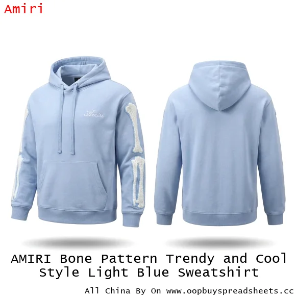 AMIRI Bone Pattern Trendy and Cool Style Light Blue Sweatshirt