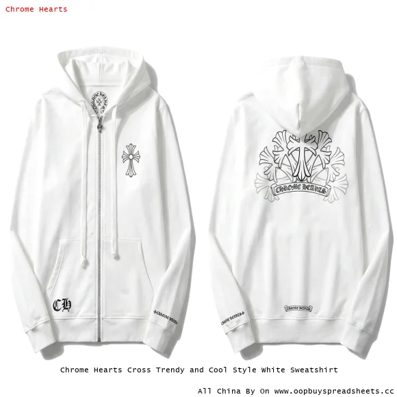Chrome Hearts Cross Trendy and Cool Style White Sweatshirt