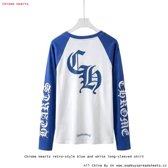 Chrome Hearts retro-style blue and white long-sleeved shirt