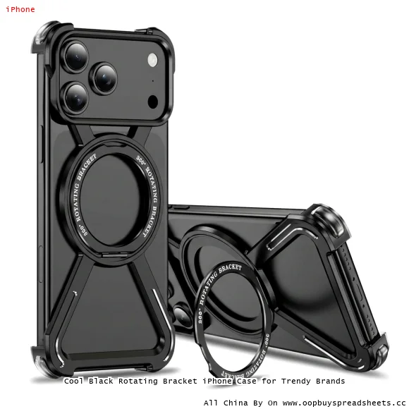 Cool Black Rotating Bracket iPhone Case for Trendy Brands