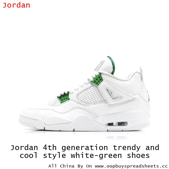 Jordan 4th generation trendy and cool style white-green shoes