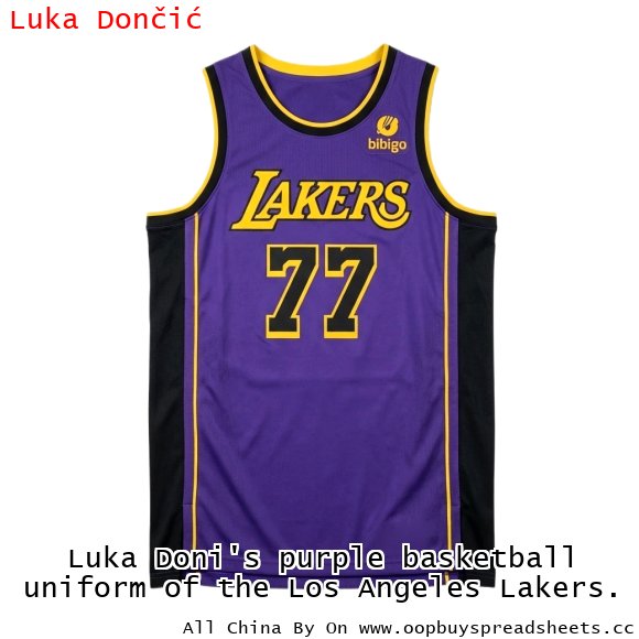 Luka Doni's purple basketball uniform of the Los Angeles Lakers.