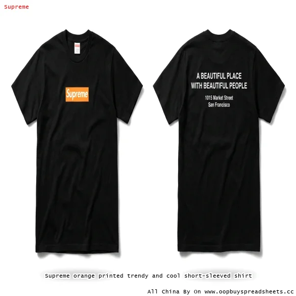Supreme orange printed trendy and cool short-sleeved shirt