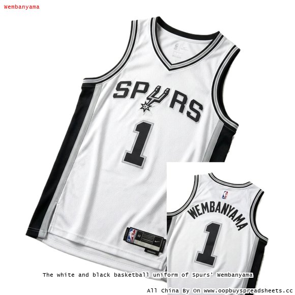 The white and black basketball uniform of Spurs' Wembanyama