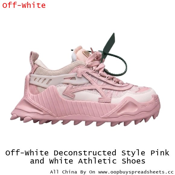 Off-White Deconstructed Style Pink and White Athletic Shoes