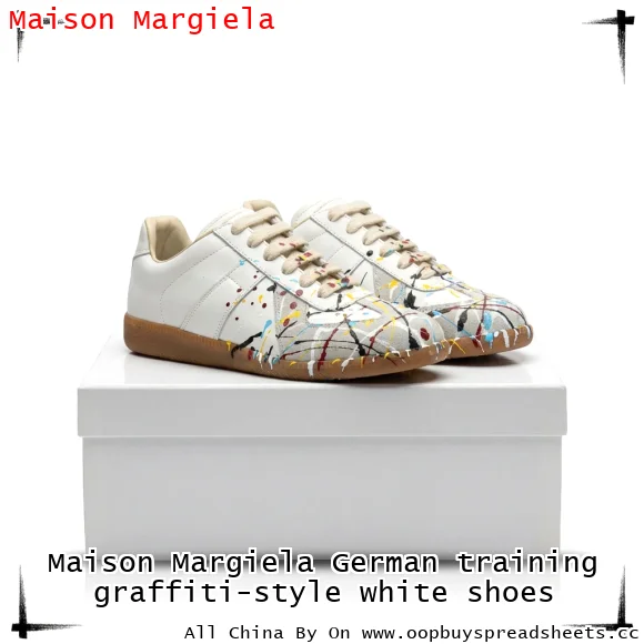 Maison Margiela German training graffiti-style white shoes
