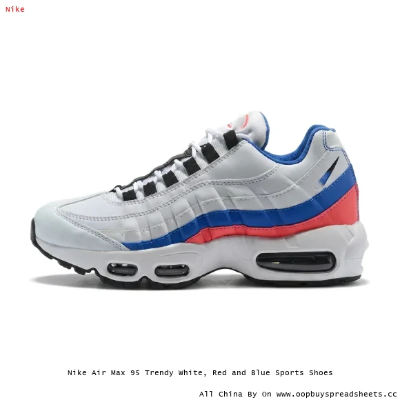 Nike Air Max 95 Trendy White, Red and Blue Sports Shoes