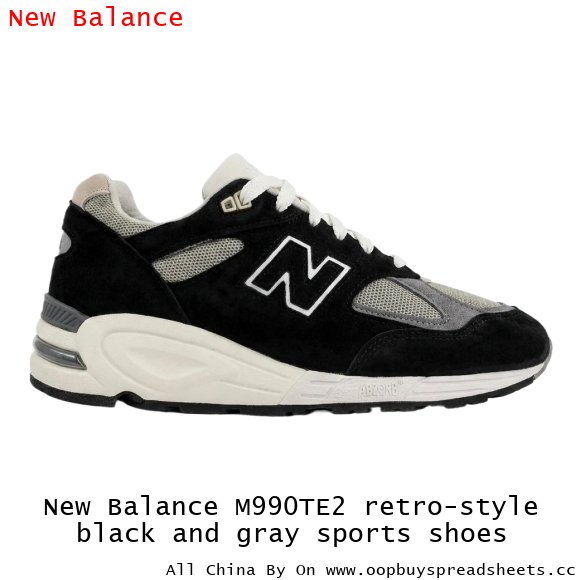 New Balance M990TE2 retro-style black and gray sports shoes