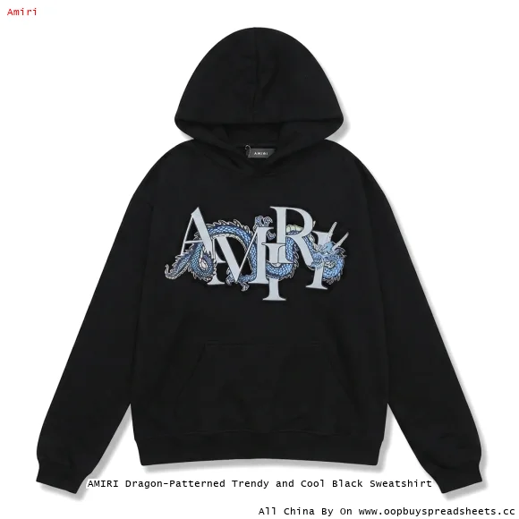 AMIRI Dragon-Patterned Trendy and Cool Black Sweatshirt