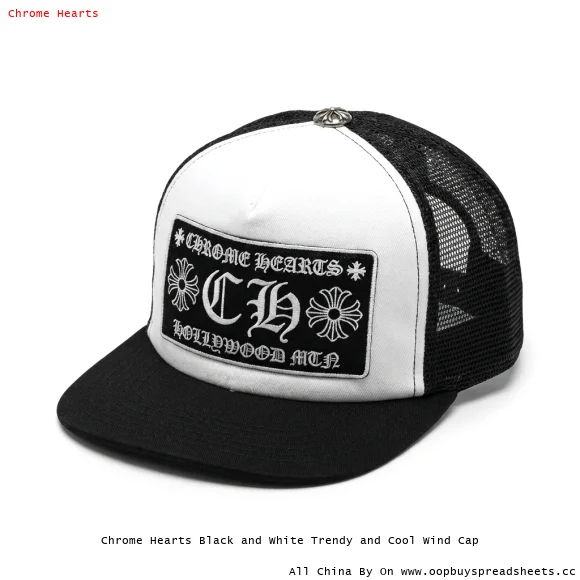 Chrome Hearts Black and White Trendy and Cool Wind Cap