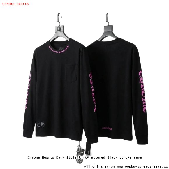 Chrome Hearts Dark Style Pink-lettered Black Long-sleeve