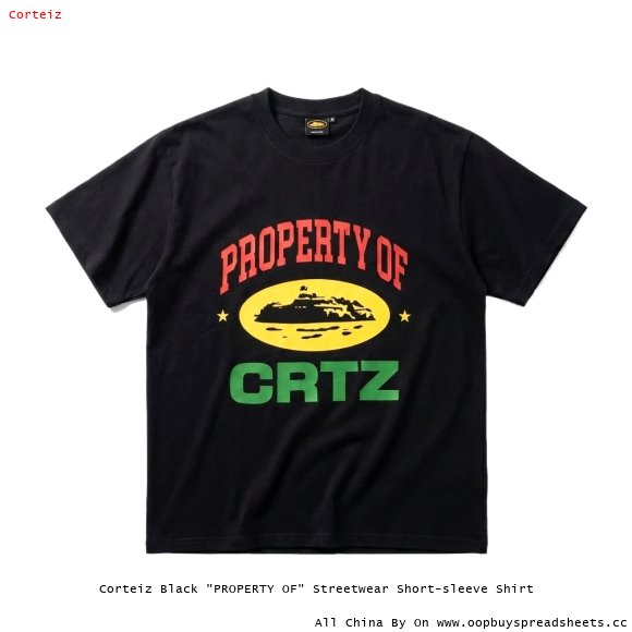 Corteiz Black "PROPERTY OF" Streetwear Short-sleeve Shirt
