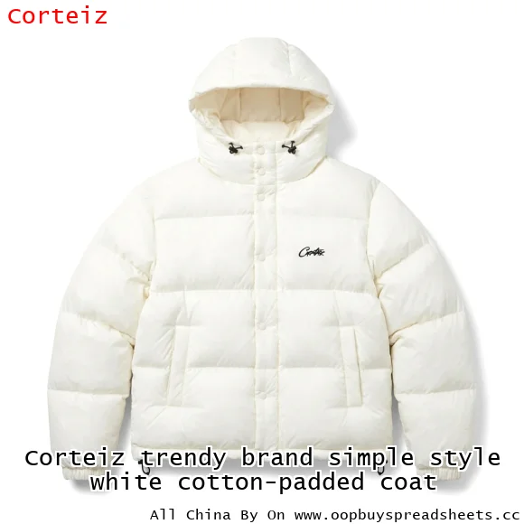 Corteiz trendy brand simple style white cotton-padded coat