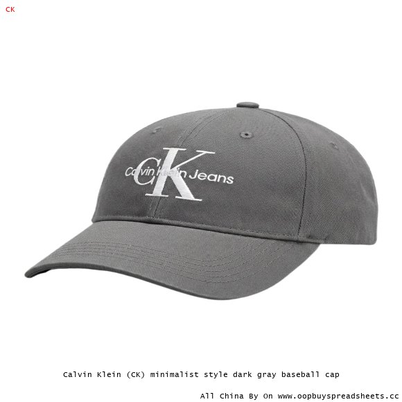 Calvin Klein (CK) minimalist style dark gray baseball cap