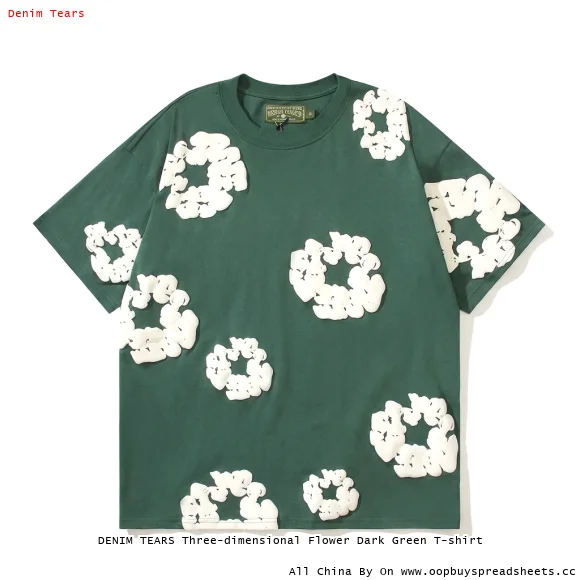 DENIM TEARS Three-dimensional Flower Dark Green T-shirt