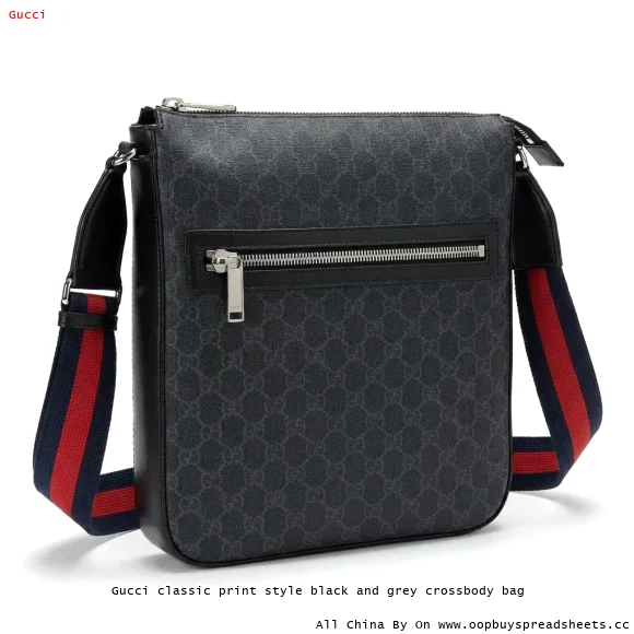 Gucci classic print style black and grey crossbody bag