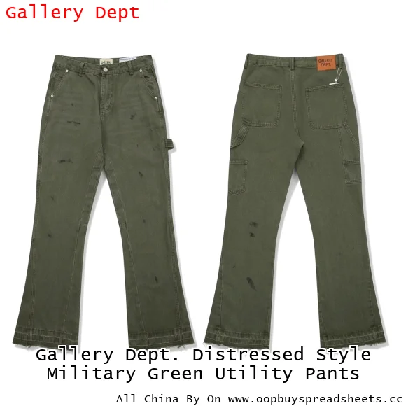 Gallery Dept. Distressed Style Military Green Utility Pants