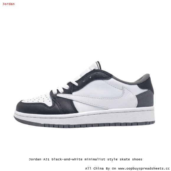 Jordan AJ1 black-and-white minimalist style skate shoes