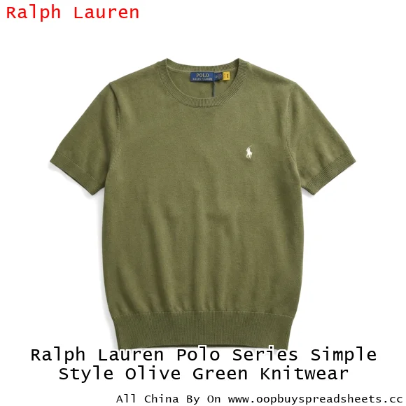 Ralph Lauren Polo Series Simple Style Olive Green Knitwear