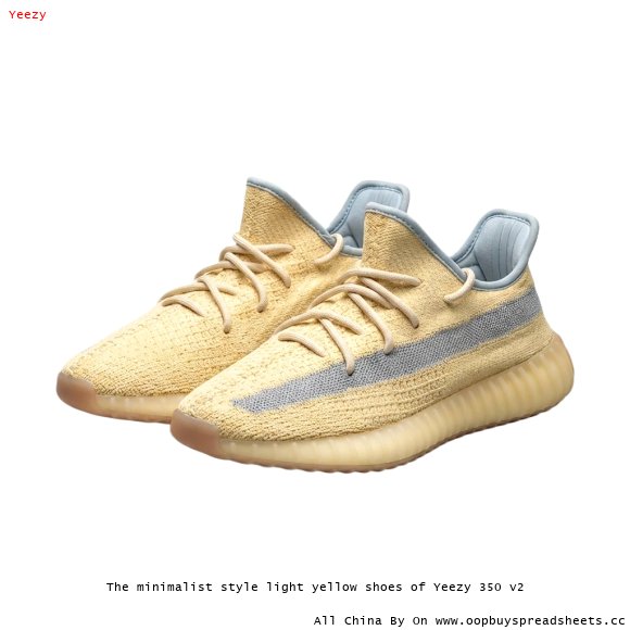 The minimalist style light yellow shoes of Yeezy 350 v2