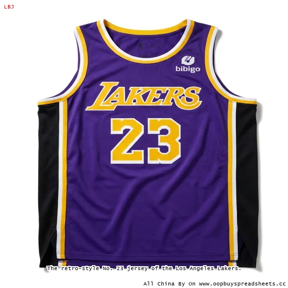 The retro-style No. 23 jersey of the Los Angeles Lakers.