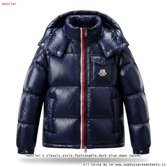 Moncler's classic style fashionable dark blue down jacket