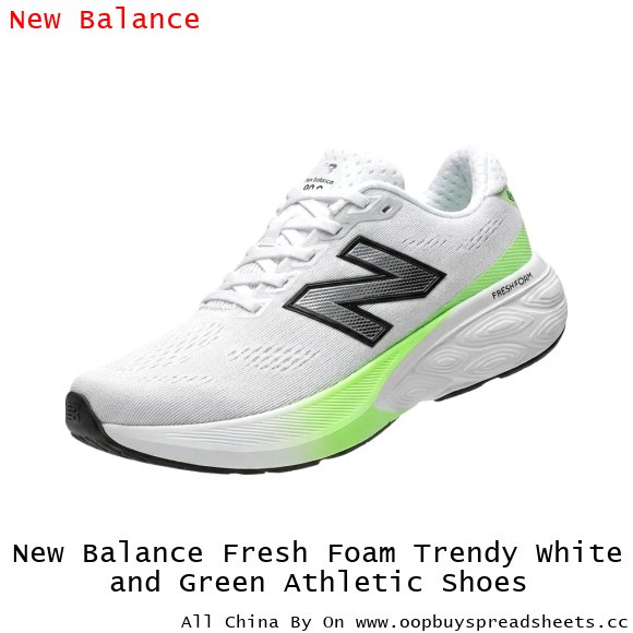 New Balance Fresh Foam Trendy White and Green Athletic Shoes