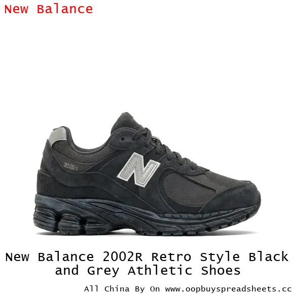 New Balance 2002R Retro Style Black and Grey Athletic Shoes