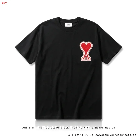 Ami's minimalist style black T-shirt with a heart design