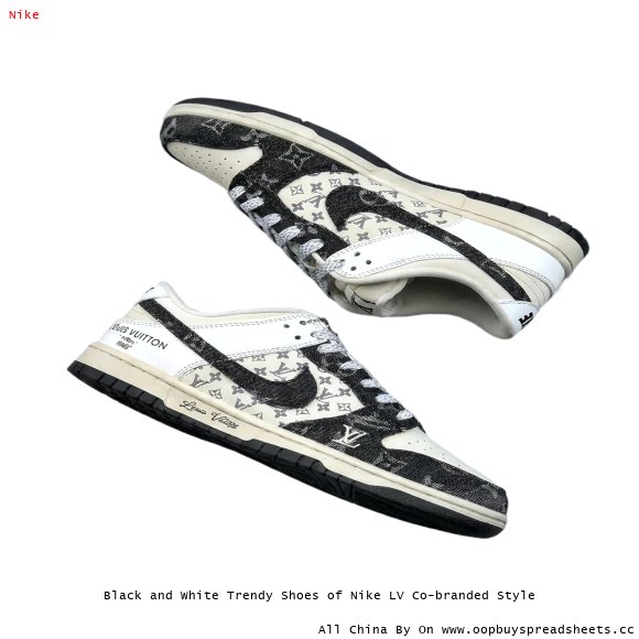 Black and White Trendy Shoes of Nike LV Co-branded Style