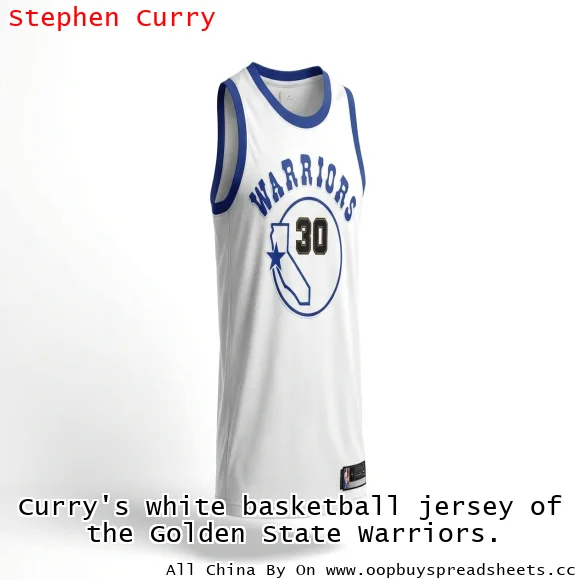 Curry's white basketball jersey of the Golden State Warriors.