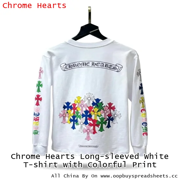 Chrome Hearts Long-sleeved White T-shirt with Colorful Print