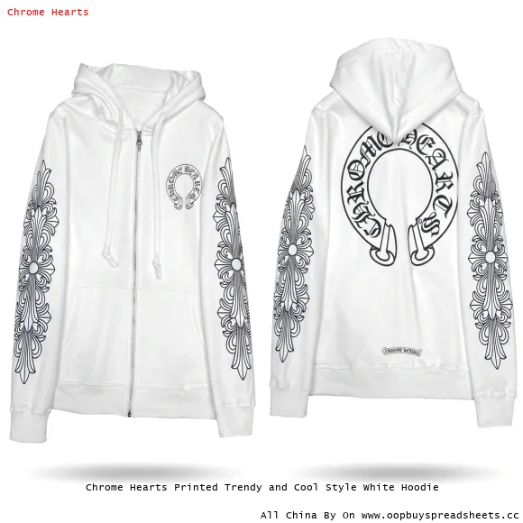 Chrome Hearts Printed Trendy and Cool Style White Hoodie