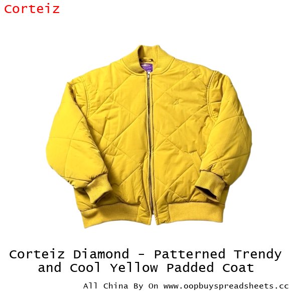 Corteiz Diamond - Patterned Trendy and Cool Yellow Padded Coat