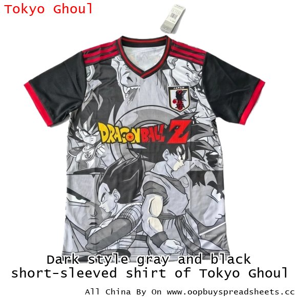 Dark style gray and black short-sleeved shirt of Tokyo Ghoul