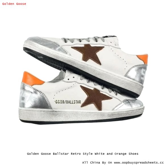Golden Goose Ballstar Retro Style White and Orange Shoes