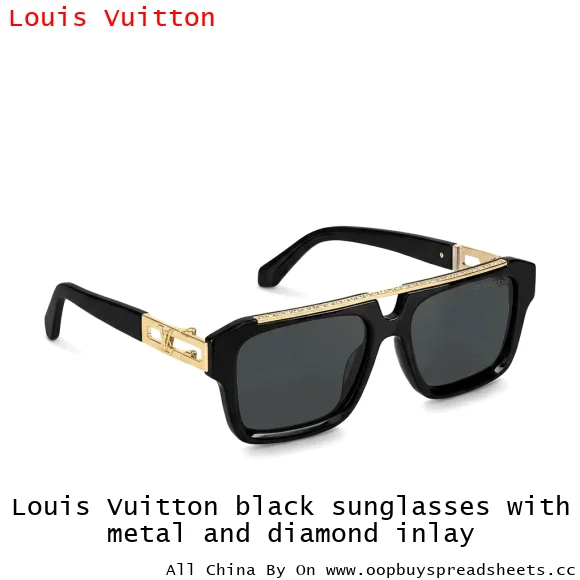 Louis Vuitton black sunglasses with metal and diamond inlay
